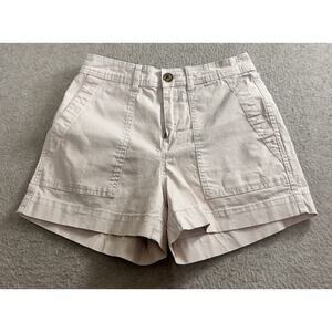 A New Day Tan Utility Shorts Sz 4 Stretch 4" Inseam Cotton Blend Casual